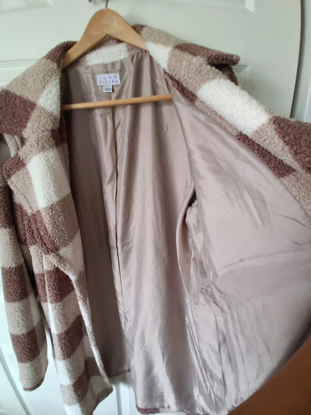 Joan Rivers Cream and Brown Plush Sherpa Blazer